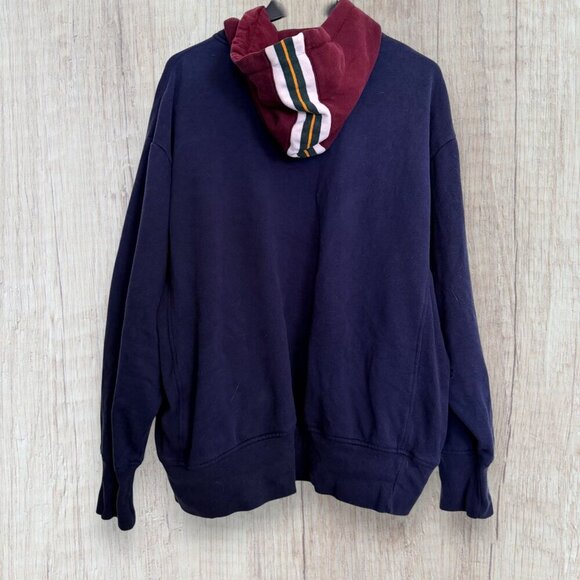 Tommy Hilfiger Other - Vintage Tommy Hilfiger Crest Hoodie Rugby Striped Hood Colorblock Distressed L